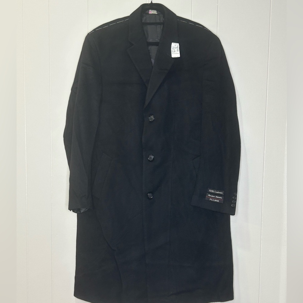 Men’s New With Tags, Black, 100% cashmere Joseph a Banks trench coat 40 long